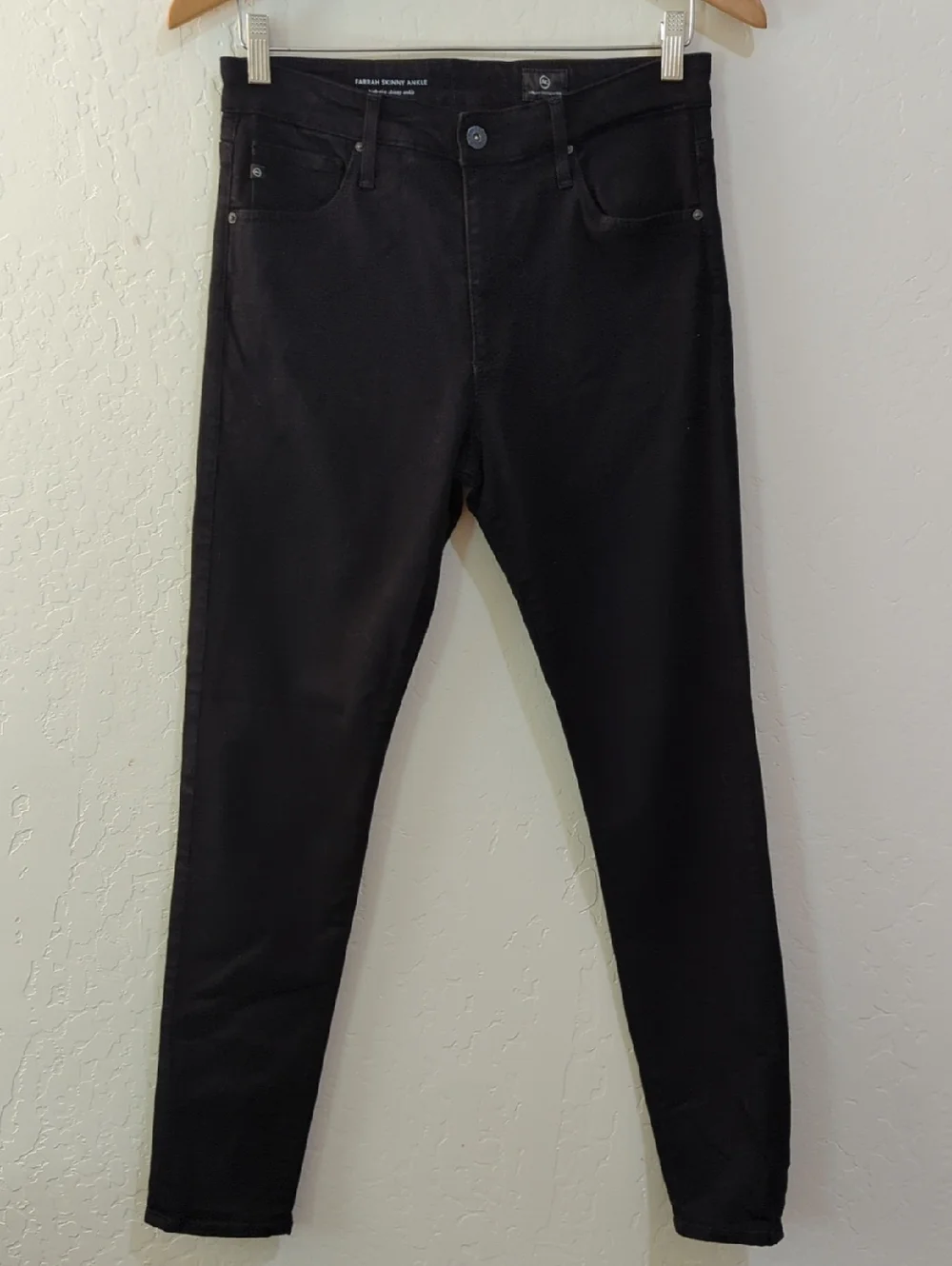 AG Jeans Super Black Farrah High Rise Skinny Jeans Size 29R - Picture 5 of 16
